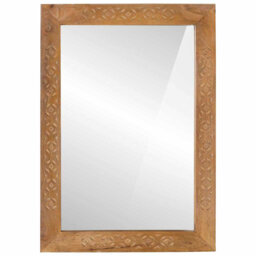 Bathroom Mirror with Mirror Glass and Solid Mango wood Rectangular for