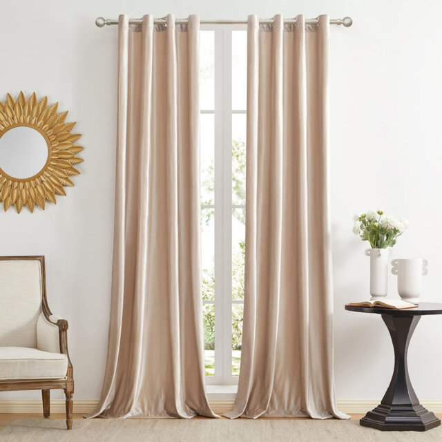 Velvet Window Curtains, 228 x 228 cm Eyelet Grommet Blackout Curtains 2 Panels