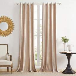 Velvet Window Curtains, 228 x 228 cm Eyelet Grommet Blackout Curtains 2 Panels
