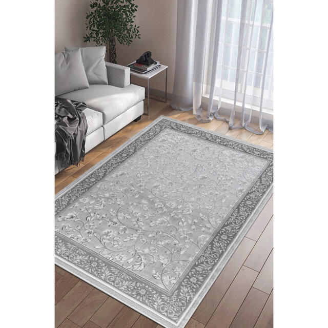 Marco Grey Traditional Floral Area Rug – Luxury Living Room, Bedroom & Hallway Carpet – Classic Oriental Pattern Floor Mat