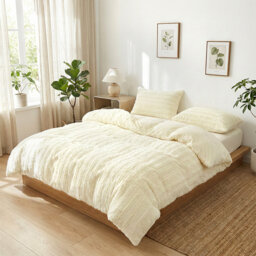 Polyester Solid Colour Sham with Pillow Shams Included