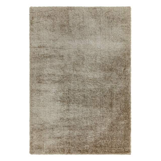 Natonia Shiny Shaggy Mink Brown Area Rug