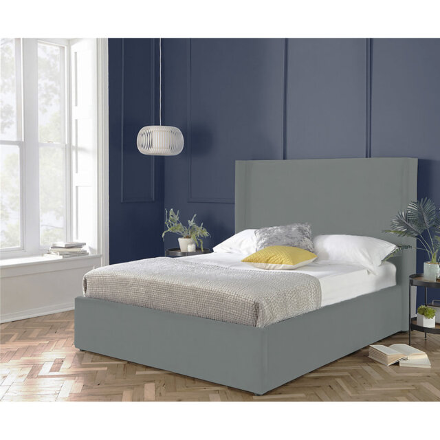 Plain Wing Kailua Upholstered Bed Frame - Plush Velvet Wingback with Sprung Slats