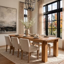 Fir Dining Table with Wood Base
