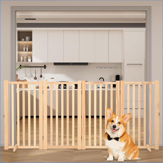 Manufactured Wood Free Standing Pet Gate