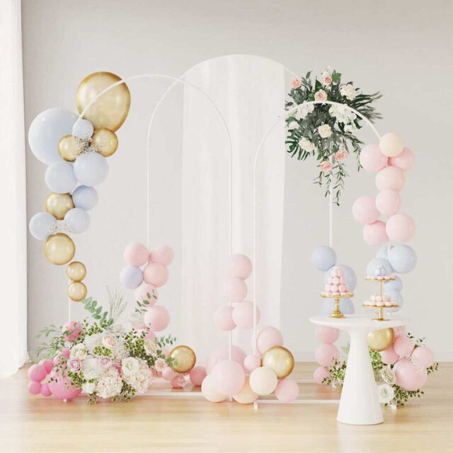 Vidaxl Wedding Arch 3 Pcs Steel Outdoor Decor Event Backdrop Frame Adjustable