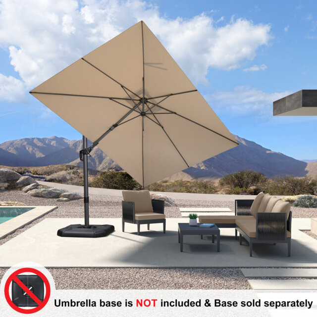 360° Rotation 3.4m x 2.4m Rectangular Cantilever Parasol