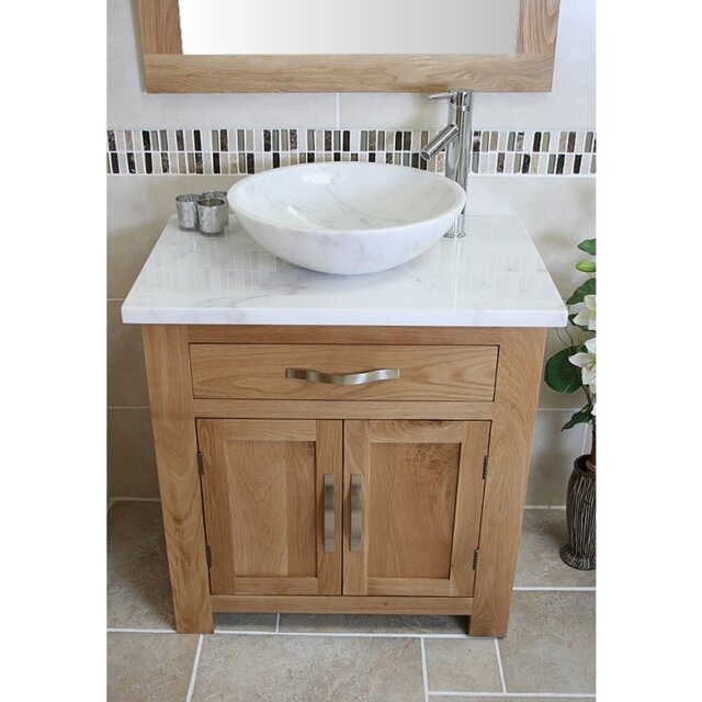 Sycamore Solid Oak 750mm Free-Standing Vanity Unit