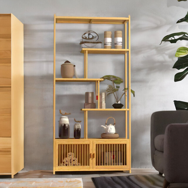 Engel 176cm H x 85.5cm W Bamboo / Rattan Bookcase