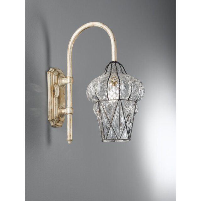 Piazza Gold Hammered Glass Outdoor Wall Lantern