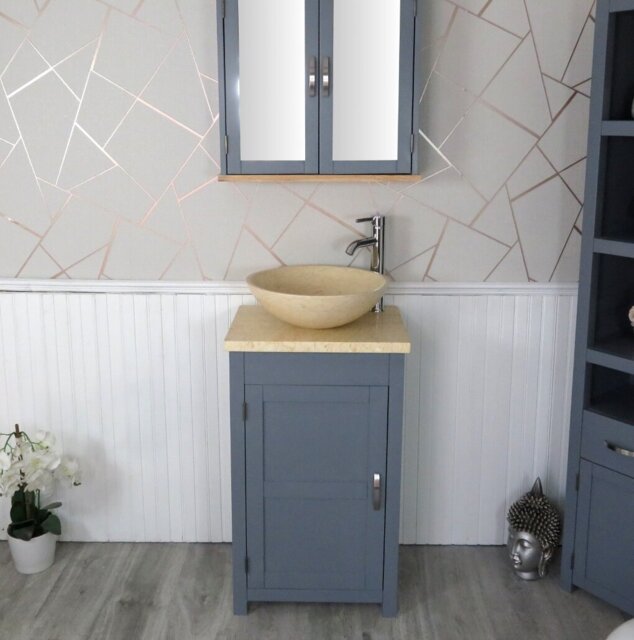 Scoggins 515mm Single Bathroom Vanity with Vessel Stone Basin