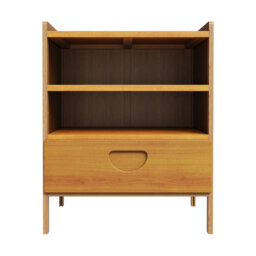 Bamboo Nightstand with Drawer, 2 Open Storage Compartments