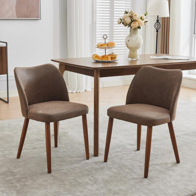 Dining Chair Set, Modern Upholstered Linen Armless Wingback Chair with Solid Wood Legs, Thick Cushion, for Dining Living Room Kitchen Office