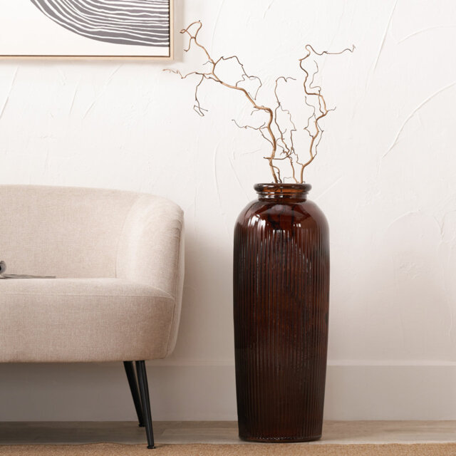 Recycled Glass Ribbed Vase Tall