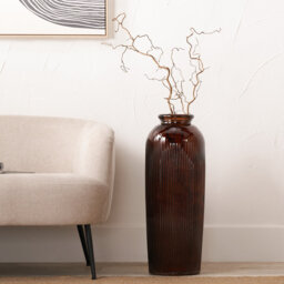 Recycled Glass Ribbed Vase Tall
