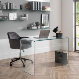 Cordelia Glass Rectangular Writing Desk Office Set