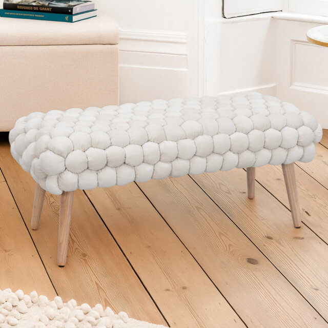 Aciel 97cm Wide Velvet Tufted Rectangle Geometric Shapes Footstool Ottoman