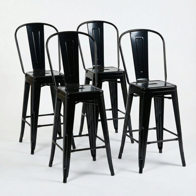 Bistro Pack Of 4 Red Bar Chairs 24 Inch Height Galvanised Steel Bar Stools For Kitchen Home Bar Café Restaurant Indoor Outdoor Use 48 X 44 X 102cm Sea
