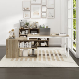 Akirah L-Shaped Metal Base Writing Desk