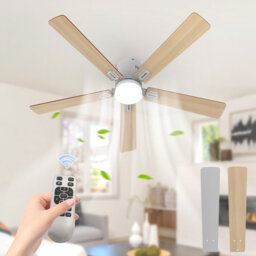 132cm 5 - Blade LED Ceiling Fan with Remote Control and Light Kit Included