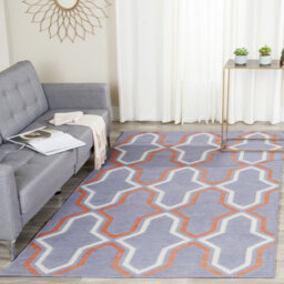 Normal Handmade Flatweave Wool Purple Rug