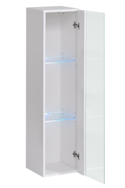 Switch WW2 Hung Display Cabinet 30cm - Natural Wood Wall Showcase with Blue LED Lighting