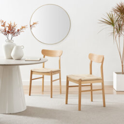 Arvillia Oak and Veneer Wooden Rope Dining Chairs - Mid Century Design & Responsibly Sourced