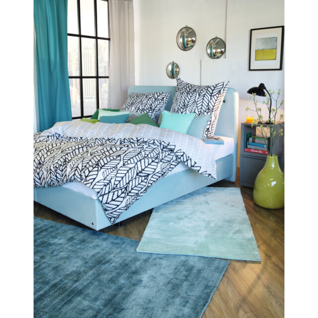Shine Solid Colour Hand Woven Hand Loomed Teal Area Rug