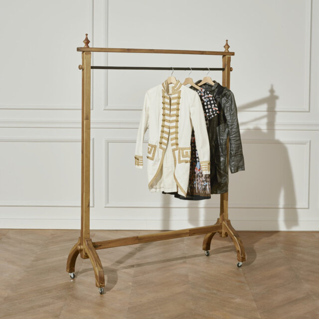 LULU Metal and Wooden Clothes Rack, Free Standing Clothing Hanger