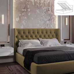 Rebeca Wingback Ottoman Storage Bed - Plush Velvet Gas Lift Bed Frame with Headboard