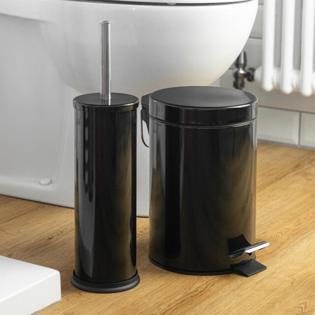 Harbour Housewares Round Bathroom Bin & Toilet Brush Set