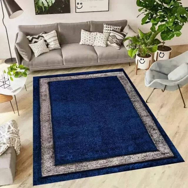 Luxury Shaggy Rug Bordered Solid Design Large Area Rug For Bedroom Living Room Fluffy Floor Mats Small Door Mats