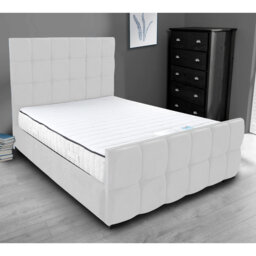 Merricks Contemporary Velvet Upholstered Bed Frame - Padded Headboard, Sprung Slats