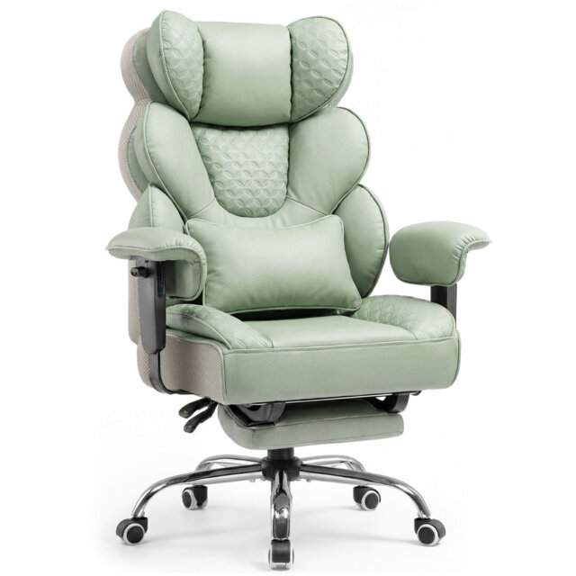COMHOMA Big And Tall Office Chair With Upgrade Footrest, Heavy Duty Gaming Chair High Back Executive Chair With Spring Lumbar Support For Lower Back P