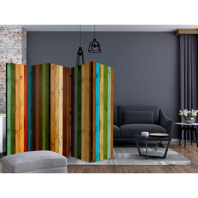 225cm W x 172cm H 5 - Panel Wood Folding Room Divider