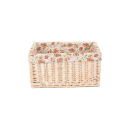 Garden Rose Lined Storage Wicker Basket