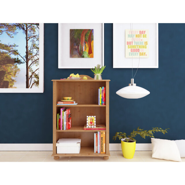 Mette 116cm H x 77cm W Solid Wood Standard Bookcase