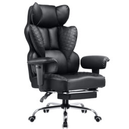 Office Chair High Back PU Leather Executive Desk Chair With Footrest, Ergonomic Heavy Duty Big And Tall Swivel Reclining Computer Chairs For