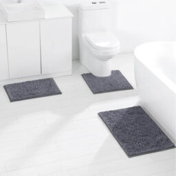 Non Slip Chenille Bath Mat Sets 3 Pieces - Soft And Anti Mould Bath Mats For Safety And Comfort - Water Absorbent And Quick Drying - Bathroom Carpet S