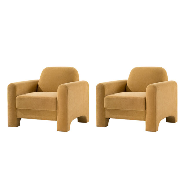 Gabriel Modern 91 Cm Curved Chenille Wide Seat Armchair