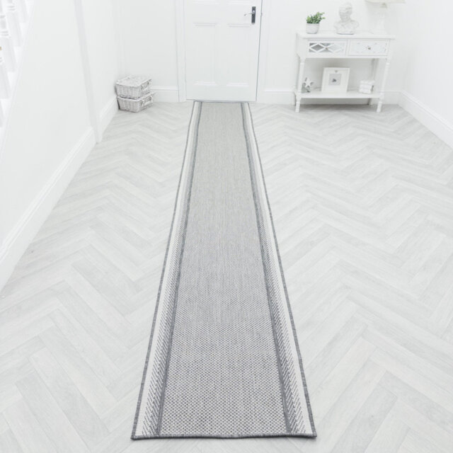 Geo Grey Indoor/Outdoor Hallway Runner Rug – Durable, Reversible & Hardwearing Carpet for Home or Garden