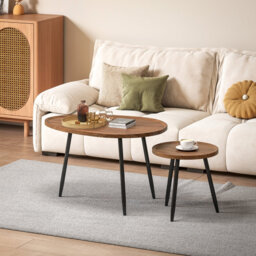 Nesting Coffee Table, Stacking End Side Table 80*55*49 cm Manufactured Wood 2 Pieces Nesting Side Table Chestnut Nesting Design