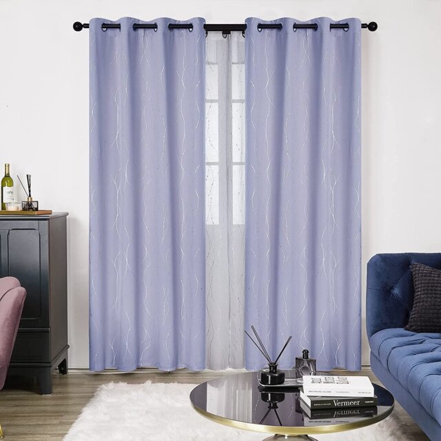 Senath Dotted Line Foil Printed Room Darkening Thermal Curtains