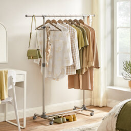 Adjustable Rolling Clothing Rack