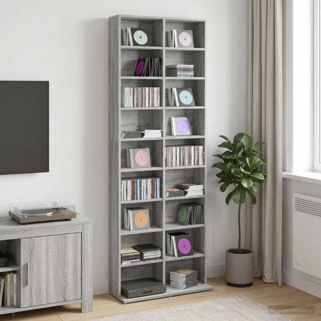 CD Cabinet Engineered Wood Indoor Media Storage Unit Rack Bedroom Home