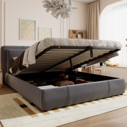4Ft6 Double Bed Storage Bed Velvet Grey