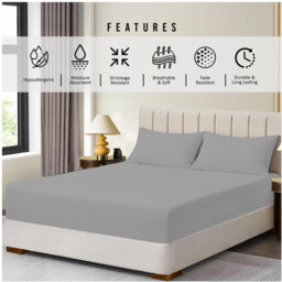 Super Dreamer Fitted Sheet Pack of 2 Solid Colour Polyester Bed Sheets - Single Double King Size Machine Washable