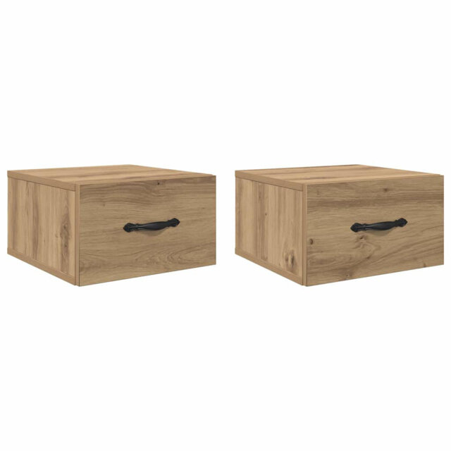 Bedside Cabinet 2 Pcs Black Oak 35 X 35 X 20 Cm Engineered Wood