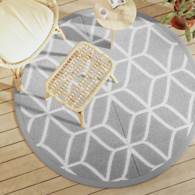 Allar Double Layer Jacquard Grey Indoor / Outdoor Area Rug