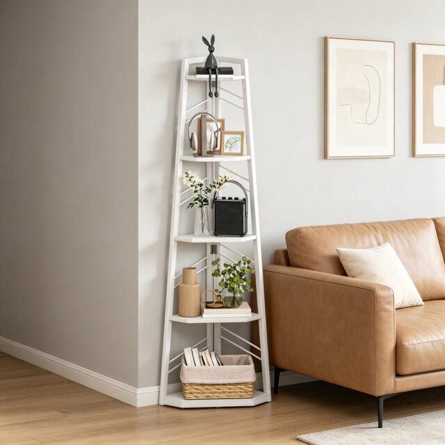 160cm H x 35cm W Metal Corner Bookcase